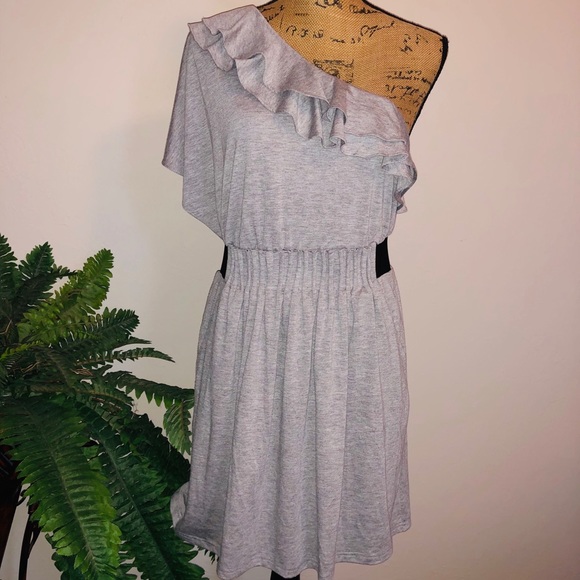 Sugarlips Gray Ruffled One Shoulder Dress - Picture 3 of 8